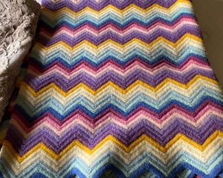 Handmade vintage crochet knit Afghan