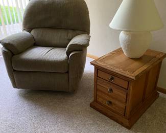  New  Recliner, end table & lamp  
