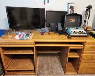 Solid Oak Desk - Computers