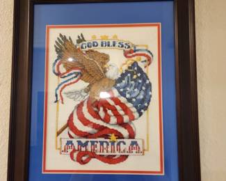 "God Bless America" Embroidery Picture
