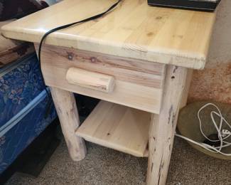 Pair matching rustic log sidetables