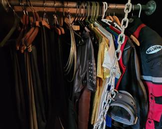 Calling all gents: club clothes,  leather pants,  jackets, and chaps.