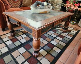 beautiful solid coffee table with slate inserts
