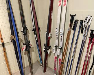Downhill skis and poles