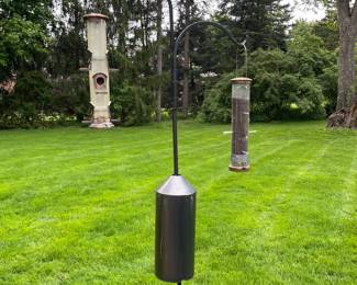 Double shepherd hook with birdfeeders and squirrel guard
