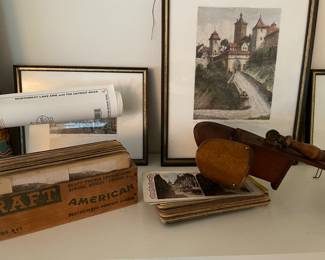 Antique travel postcards and viewer, books - travel maps and more!