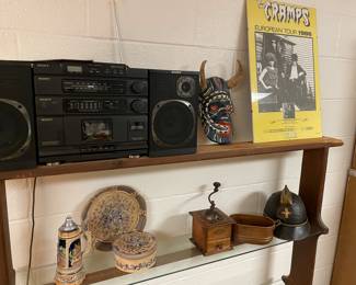 Boom box, antique coffee grinder, beer stein and more!