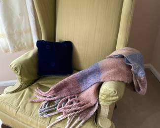 Wing-back Armchair with silk upholstery