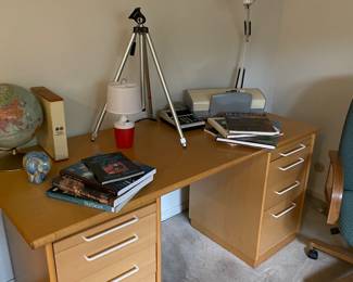 Scandinavian style desk with file cabinets