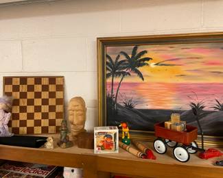 Primitive painting, chess board and more