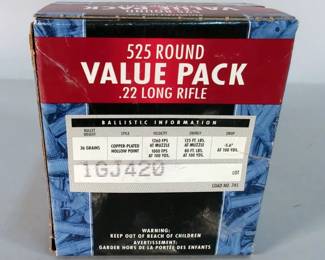 Federal .22 LR Ammo, Approx 525 Rds, Winchester Wildcat Approx 90 Rds, Master-Mag .22 HVLR Ammo, Approx 100 Rds, And Loose .22 Cal Ammo, Approx 140 Rds