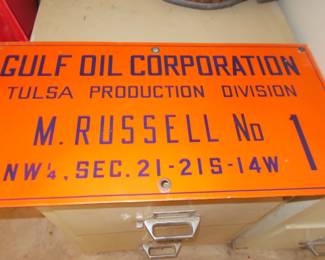 ENAMEL Gulf Oil Lease sign