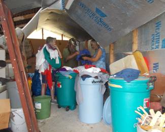 Hard at work !!  Metal storage building.. IT WAS HOT!