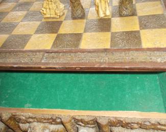 Unusual chess set with damage