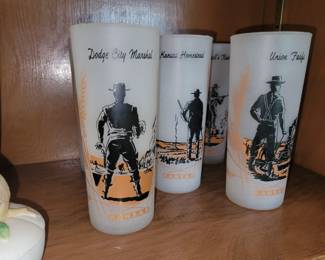 Frosted Kansas Pony Express glasses