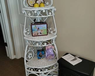 Vintage wicker corner shelf