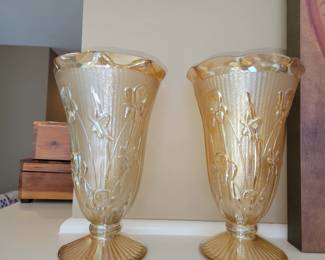 Carnival glass vases