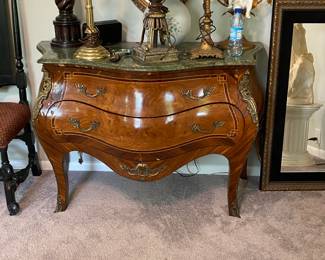 green marble top serpentine chest