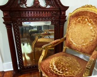 split pediment mahogany mirror