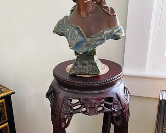 early 20th century chalkware bust-repaired damage