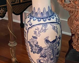 blue and white vase - 19" tall