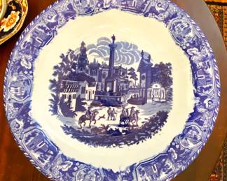 large blue and white plate