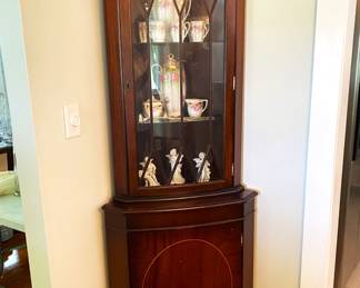 English corner china cabinet