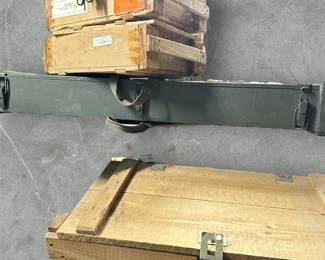 Old Wooden Ammo Crates and Rifle Crate with Rope Handles