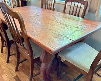 Rustic Dining Table / Looks Good / Nice condition …Appears to be desirable Mexico style….(6) Dining Chairs Sold separate 