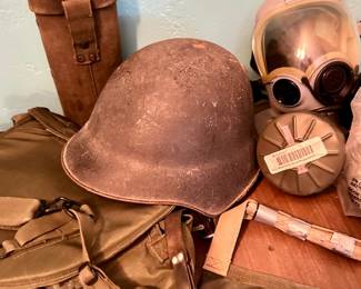 Rare WW2 Swiss Combat M18 Helmet with leather chin strap & liner pads complete ++