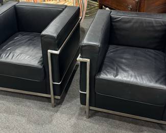 Black & Chrome Frame Vintage Chair Set