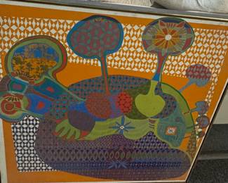 R. Power 72’ Colorful Abstract Landscape Oil Painting