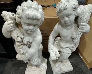 Cement Large Pair Of Cherubs