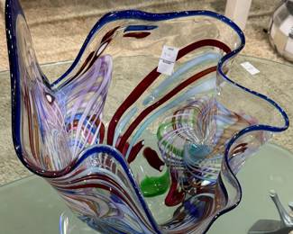  Center Piece Art Glass Signed