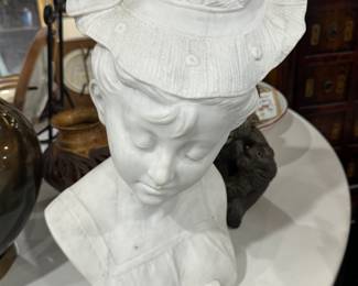 Ceramic Girl With Hat Bust