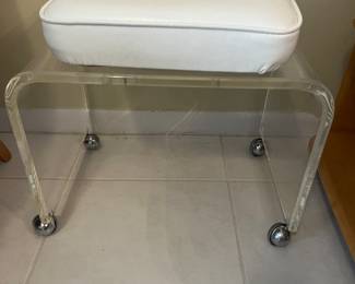 Lucite Rolling Vanity Bench