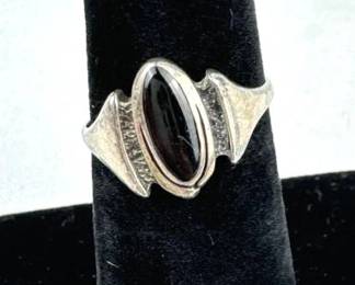 925 Silver Onyx Ring, Signed 'SC'