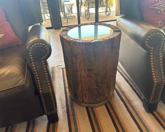 Rustic Round Wood End Table