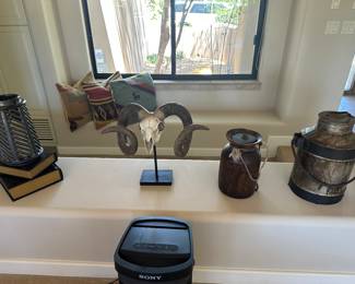 1. Kilim Throw Pillows 2. Horns 3. miscellaneous decor