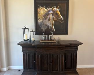 1. Buffett console 2. Candle holders 3. Horn bookends