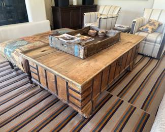 Solid Wood Storage Rustic Coffee Table