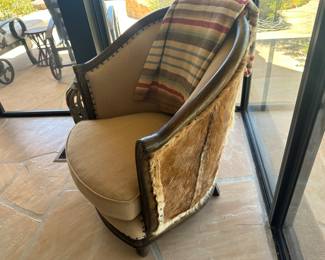 Hair-On-Hide Barrel Chair