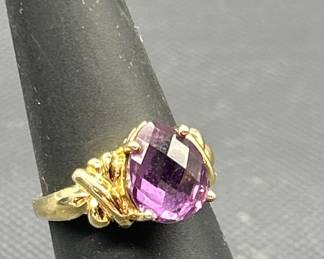 Purple Sapphire w/ 925 Gold Vermeil Ring, Size 7