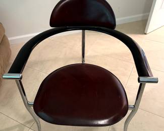 Vintage Stiletto Leather & Chrome Arrben of Italy Chair