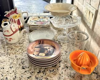 Vintage Tea Pots/ Godinger Wine & Cheese Plate Set/ Godinger Wine & Cheese Plate Set