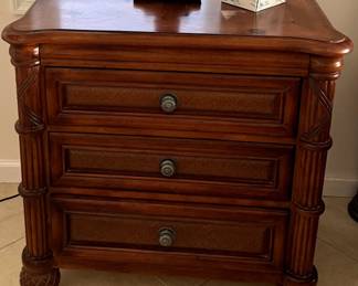 Tommy Bahama Style Queen Bedroom Set Armoire, chair, Mirror, 2 Nightstands and 1 Queen Bed & Tall Dresser