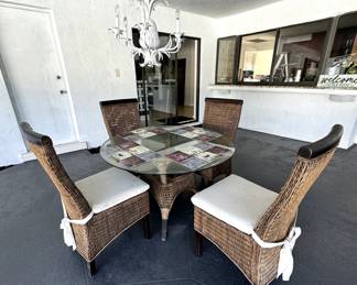 Rooms To Go Dark Rattan Wood Dining Set