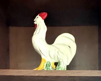 Vintage Rooster / Vintage Pottery Creamer Ivory & Blue