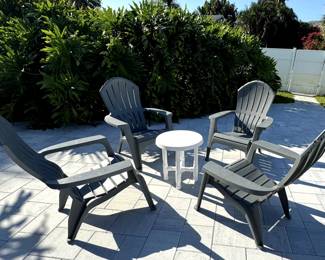 Adams Patio Stackable Adorondack Chairs Charcoal w/table