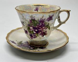 Vintage February Violet Teacup with Saucer